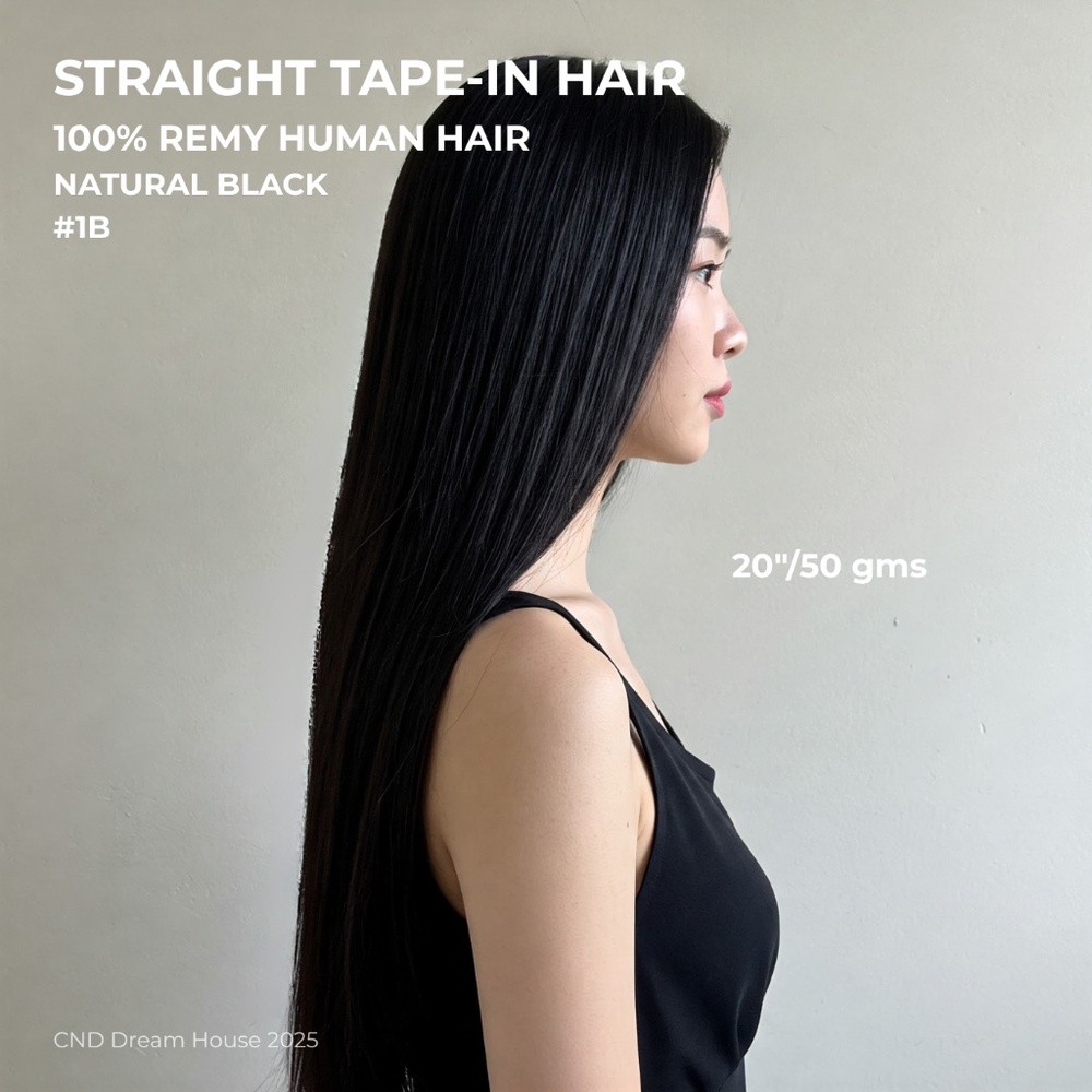 20" Tape-In Hair Extensions 50g Natural Black 1B